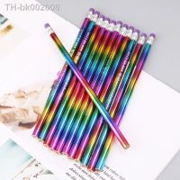 ﹍❐☞ 12Pcs Rainbow Pencil Wood Environmental Protection Bright Color HB Drawing Painting Pencils School Office Writing Pen