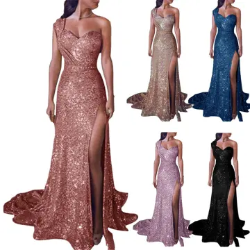 Women Evening Party Slit Slim Fit Gown Cocktail Formal Wedding Prom Ball  Long Sleeve Dress