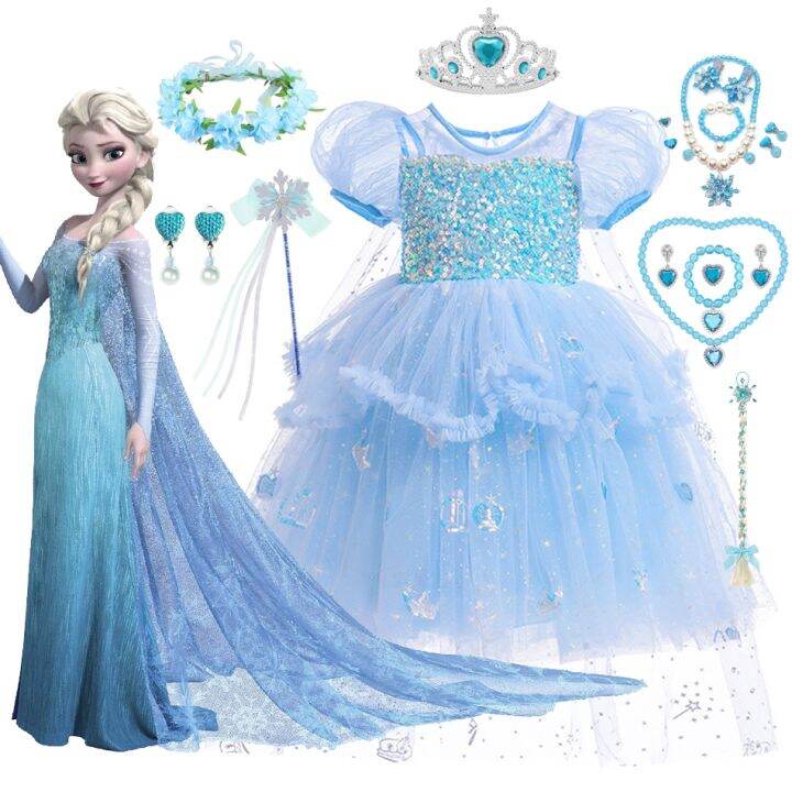 Disney Fancy Girl Frozen Elsa Đầm công chúa trẻ em Đầm sequin sang ...