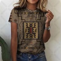 2023 Summer Women Retro Style O-neck T-shirts Girls Boho Style Streetwear Fashion Loose Tees Oversized Cool Short Sleeve Tops