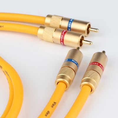 Pasangan Yter Van Den Taa Halogen HiFi Audio Kabel RCA Kabel Perpanjangan Sinyal Interkoneksi Berlapis Emas RCA Jack VDH Kabel Ekstensi