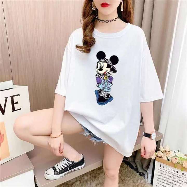 พร้อมส่ง-fashion-dress-shop-เสื้อยืดมิ้กกี้เม้าส์-มาใหม่-เนื้อผ้าดีนุ่มเด้งมี-5-สี-สีเขียวดำ-ขาว-แดง-เสื้อยืดแฟชั่น-เสื้อยืดผู้หญิงแขนสั้น