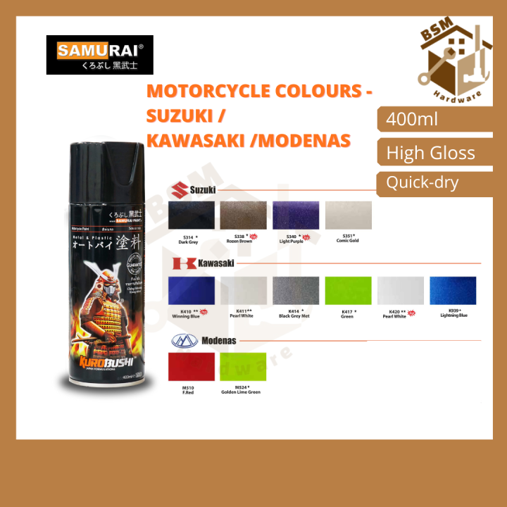 BSM Samurai Spray Paint Motorcycle Colours Suzuki / Kawasaki / Modenas
