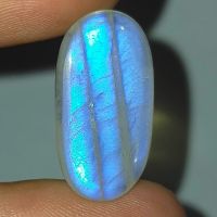 พลอย หลังเบี้ย มูนสโตน มุกดาหาร เหลือบ ฟ้า น้ำเงิน ธรรมชาติ แท้ ( Natural Blue Flash Moonstone ) หนัก 13.14 กะรัต