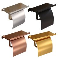 Stainless Steel Toilet Roll Holder with Shelf Paper Toilet Roll Hanger Wall Mount WC Paper Phone Holder Shelf Bathroom Supplies Toilet Roll Holders