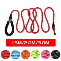 ☒ Nylon Reflective Dog Leash Rope Outdoor Training Pet Belt 1.5/2/3 Meter Long Lanyard for Small Medium Large Big Dogs Products