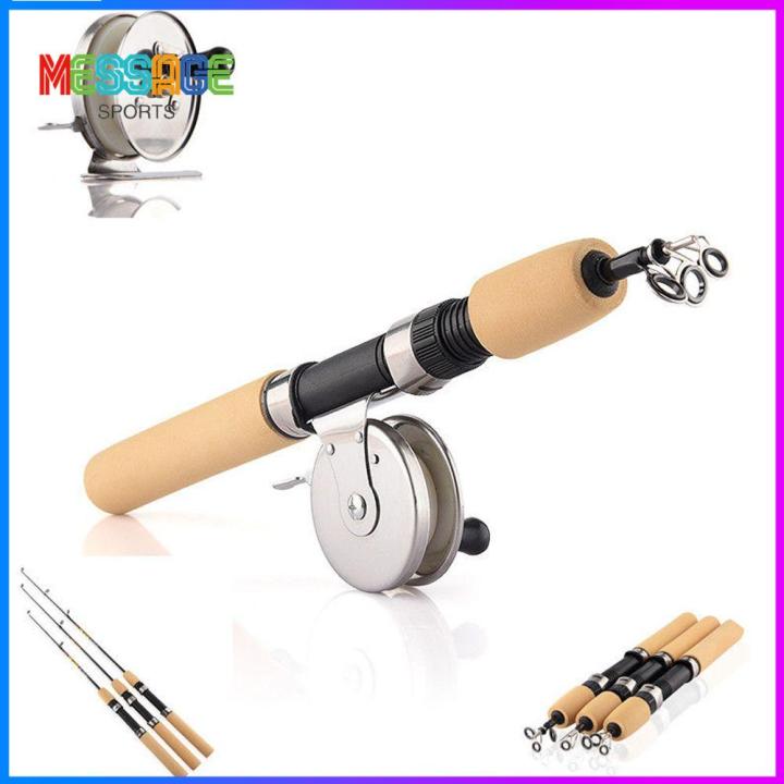 PINK A Winter Spinning Reels Retractable Pen Pole Ice Fishing Rods