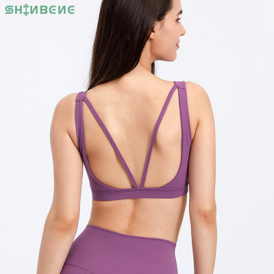 SHINBENE HI CLOUD Backless Exercise Yoga Sports Bras Top Women Padded Push Up Naked Feel Workout Fitness Gym Dancer Brassiere