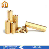 พร้อมสต็อก M2 M2.5 M3 M4ทองเหลือง Hex Standoff Spacer คอลัมน์สกรูหญิงทองแดงหัวระยะห่างของสกรูยึดถั่วความยาว3มม.-70มม.DIY ชุดเครื่องมือชุดซ่อม Replacememt Part