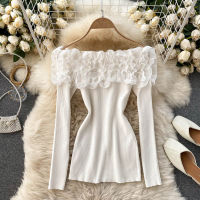 Sexy V-neck Women Off Shoulder Long Sleeve Sweaters Autumn Winter Pullovers Jumpers Ladies Low-cut Pull Femme Elastic Sweater