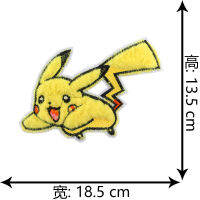 }qi ตุ๊กตาการ์ตูนขนาดใหญ่และขนาดเล็กลาย Pikachu เสื้อผ้าแพทช์สติกเกอร์ผ้าตกแต่งเสื้อผ้า DIY สติกเกอร์อุปกรณ์ซ่อม