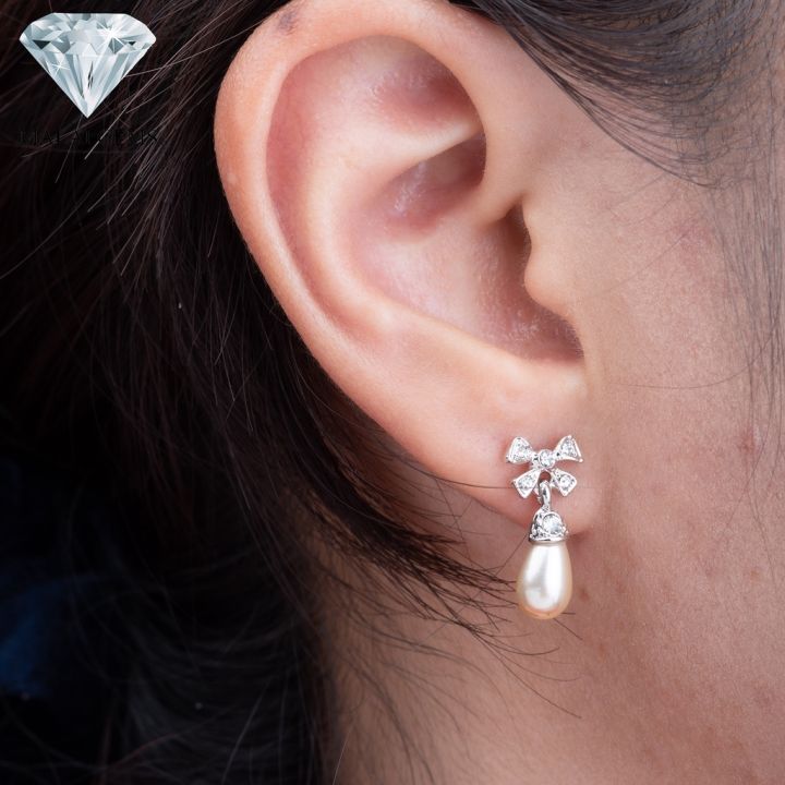 malai-gems-ต่างหูมุก-เงินแท้-silver-925-เพชรสวิส-cz-เคลือบทองคำขาว-รุ่น-11007118-แถมกล่อง-ต่างหูเพชร-ต่างหูเงินแท้