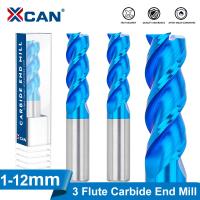 XCAN เครื่อง CNC เครื่องตัดอลูมิเนียมเครื่องตัดมิลลิ่งมิลลิ่งบิต1-12มม. เคลือบสีฟ้า3ขลุ่ยคาร์ไบด์ดอกสว่านเกลียวบด์