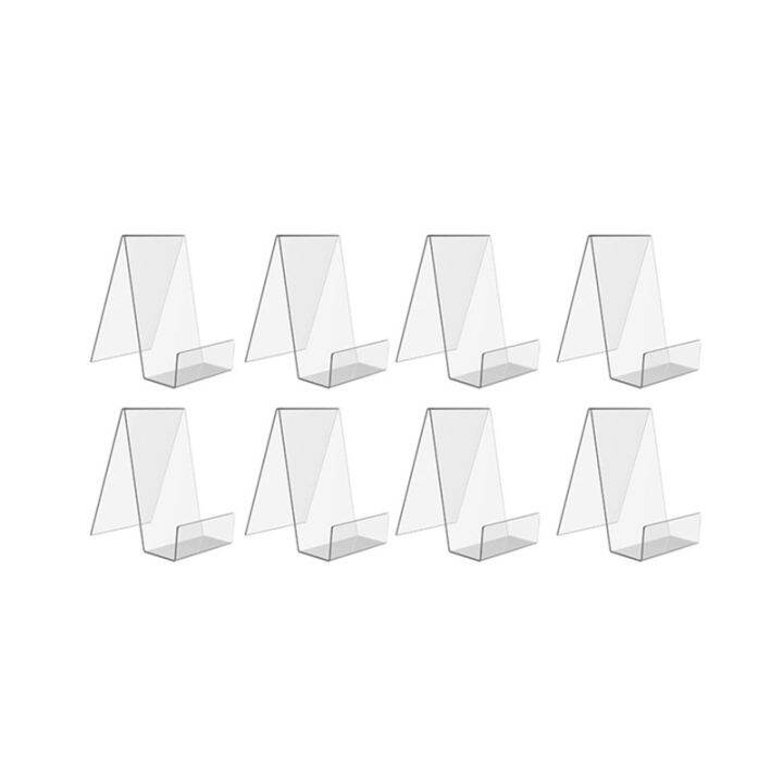 8PCS Acrylic Book Display Stand with Ledge Clear Acrylic Easels for