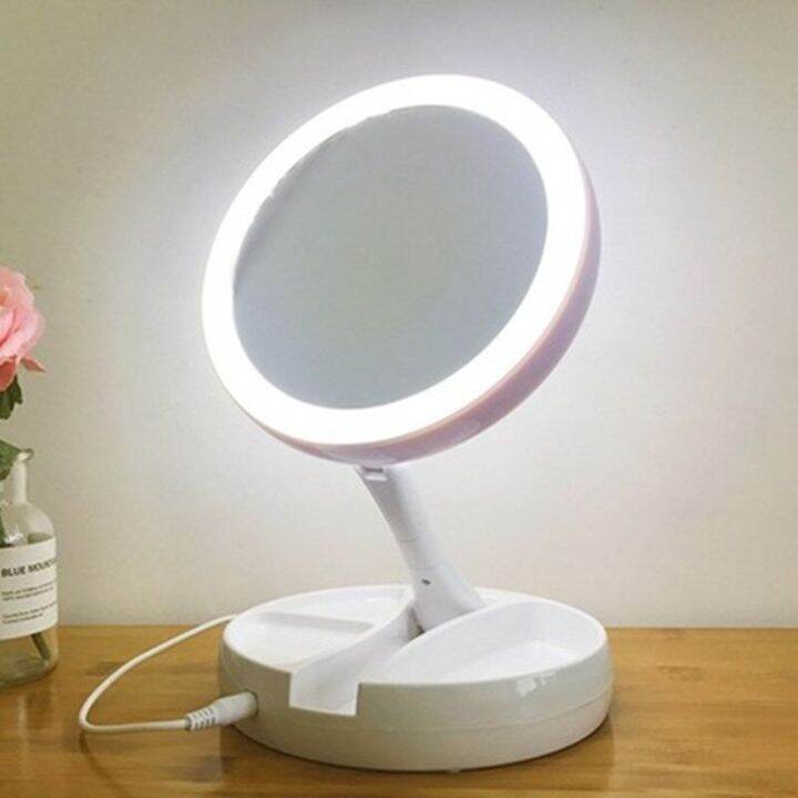 Foldable USB Charging or Battery Led Mirror Makeup White Vanity