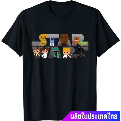 ผ้าฝ้าย 100%สตาร์วอร์ส ผู้ชาย Star Wars Kawaii Multi-Character T-Shirt sale เสื้อยืดคอกลมS-3XL  DPAE