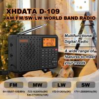 2023 วิทยุ XHDATA D-109 แบบพกพาดิจิตอล วิทยุ FM STEREO / MW / SW / LW Wireless Bluetooth วิทยุ mp3 บลูทูธ สเตอริโอนาฬิกาปลุกแบบชาร์จไฟได้ วิทยุ