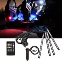 【528 Oiozkhjue ร้อน】❇♦โคมไฟสร้างบรรยากาศรถพร้อมรีโมทไร้สาย USB สีสันสดใส LED Mobil Musik ไฟส่องเท้าไฟตกแต่งภายในรถยนต์