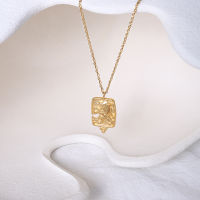 INS Hot Emboss Lion Double Side View Necklace Titanium Steel Plated 18K Gold Collar Power Pendant Necklace For Women Girl