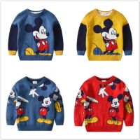 Baby Boys Sweater Spring Autumn Winter Thick Knitted Cotton Tops Cartoon Mickey Mouse Print Children Clothing Kids Wear Jacket