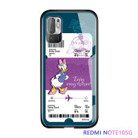 UCUC เคสโทรศัพท์เคสสำหรับ Xiaomi POCO M3 Pro 4G/ 5G Creative เที่ยวบินตั๋วการ์ตูนมิกกี้เมาส์โดนัลด์เดซี่เป็ด Glossy กระจกเทมเปอร์ฝาหลังปลอก