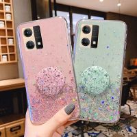 For OPPO Reno7 4G Glitter Star Soft TPU Silicone Stander casing Reno 7 4G