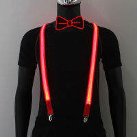 Light Up Men S LED Suspenders And Bow Tie Perfect For Music Festival Party Luminous Costumes ชุดเต้นรำ Halloween