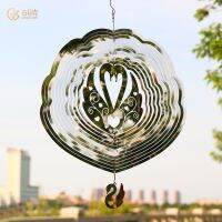 Cross-border products manufacturer wholesale 3 d turn wind garden decoration stainless steel balcony sweet swan pendant mobile