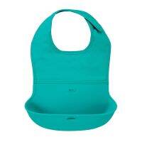 OXO ผ้ากันเปื้อน สีฟ้าน้ำทะเล l OXO Tot Roll Up Bib Teal ทำด้วยซิลิโคน สามารถใช้รองอาหารที่ตกได้ทุกชนิด ไม่ว่าจะเป็นขนม นม หรือ น้ำซุป