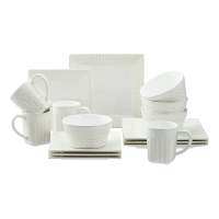 16-Piece Farmhouse Square Dinnerware Set  For Home Dinner Set Dishes And Plates Sets