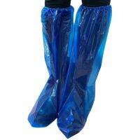 AUAU 10 Pairs Waterproof Thick Plastic Disposable Rain Shoe Covers High Top Anti Slip for Women Men