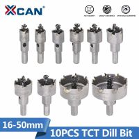 XCAN 10pcs 16-50mm Hole Saw Drill Bit Set Carbide Tipped Hole Saw Cutter For Drilling WoodMetal TCT Drill Bit Core Drill Bit