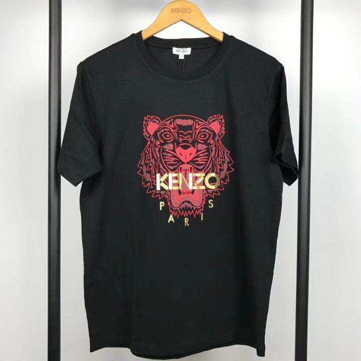 kenzo-เสื้อยืดลายหัวเสือเสื้อผู้ชาย-gao-sanxian-คอกลมทรงหลวมแท้แขนสั้นลำลองฤดูร้อน