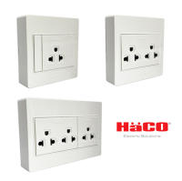 เต้ารับมีกราวด์ 3 ขา 16A แบบติดลอย HACO มีแบบ 1,2,3 ช่อง