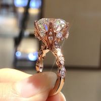 [COD] Cao Shi and foreign trade manufacturers supply rose gold-plated flower zircon ring female engagement