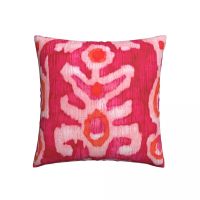 {fabric sofa}สีชมพูแอมป์; OrangeIkat สแควร์ PillowcaseZipSofa ปลอกหมอนอิง