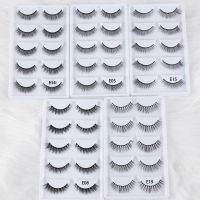 5Pairs/Box 3D Soft Natural Long Mink Hair False Eyelashes Volume Cross Lashes Wispies Fluffy Eyes Makeup Crulety free Tools