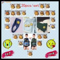 HUJAKON 20PCS แฟชั่น สติ๊กเกอร์ DIY แพทช์อีโมจิผสม เสื้อผ้า Appliques รีดบน เย็บปักถักร้อย