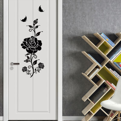 Black Wall Stickers Flowers Decal Interior Decorative Self Adhesive Vinyl Wallpaper Home Live Room Furniture PVC Design