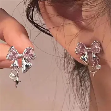 New Pink Rhinestone Waterdrop Dangle Earrings Female ​Crystal Tear Drop  Earring for Women Christmas Jewelry