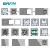 ▪ SRAN Grey DIY Parts Only Wall Switch 1/2/3Gang 1/2Way Wifi Sensor Switch Parts Glass Panel Frames EU FR Usb Type c module