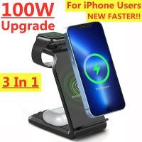 ZZOOI 100W Wireless Charger Stand Pad For iPhone 14 13 12 Apple Watch 3 In 1  Fast Charging Dock Station for Airpods Pro iWatch 8 7