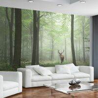 {KUT Department Store} 3D ภาพจิตรกรรมฝาผนังวอลล์เปเปอร์ Modern Forest Tree หมอก Elk พื้นหลังภาพวาดห้องนั่งเล่นทีวีโซฟา Study Home Decor Vintage Wall Papers