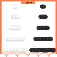 COVETX ซิลิโคนทำจากซิลิโคน อุปกรณ์จัดสายเคเบิล ยืดหยุ่นได้ กาวในตัว ที่ม้วนเก็บสาย อุปกรณ์จัดสายไฟ ที่ยึดสายไฟ สายข้อมูล USB