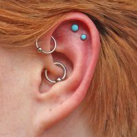 XIWEMALL ขนาดเล็ก ลูกบอล เจาะหู กลม ฮักกี้ Tragus Helix ต่างหูห่วง เครื่องประดับ เครื่องประดับแฟชั่น ต่างหูหล่น