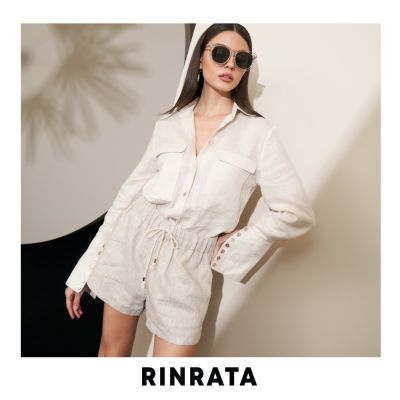 RINRATA - Arica Shirt เสื้อเชิ้ต Linen เสื้อเชิ้ตหญิง เสื้อแขนยาวผญ ลินิน ตกแต่งกระเป๋า ขอบแขนใหญ่ เสื้อผ้าแฟชั่น เสื้อผ้าผู้หญิง ชุดไปทะเล