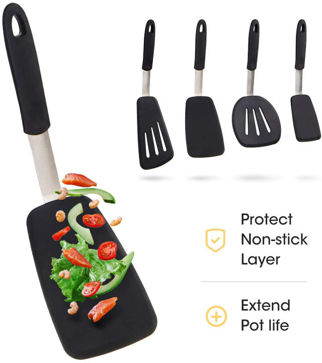 silicone-turner-spatula-set-600f-heat-resistant-creative-crooked-cooking-utensil-set-eggs-pancakes-fish-nonstick-cookware