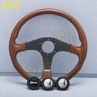 Universal 14inch 350mm Wood Look Steering Wheel JDM Flat Dish Racing Sports Steering Wheel Car Accessories Furniture Protectors  Replacement Parts