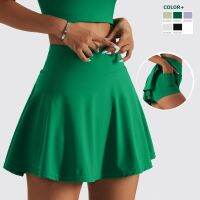 Women 2 In 1 Pocket Tennis Skirt Solid Color Fitness Running Skirt With Liner Shorts Quick Dry Yoga Badminton Wear Gym Clothes