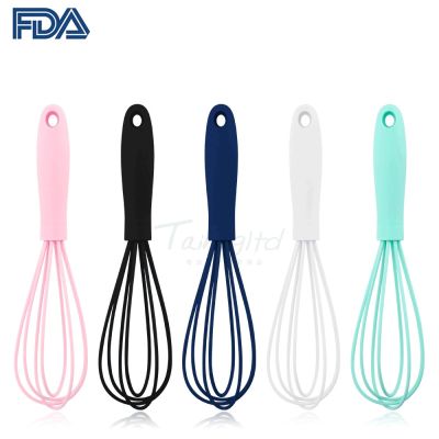 ℡№○ 6 Inch Stainless Steel Silicone Whisk Manual Egg Beater Milk Frother Whisk Mixer Kitchen Accessories Cooking Baking Gadgets